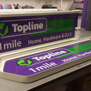 Topline logo on sign posts